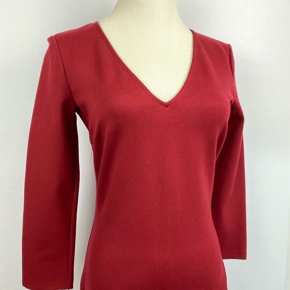 NWT SUGARLIPS Burgundy Bodycon V-neck Mini Dress - Picture 7 of 13